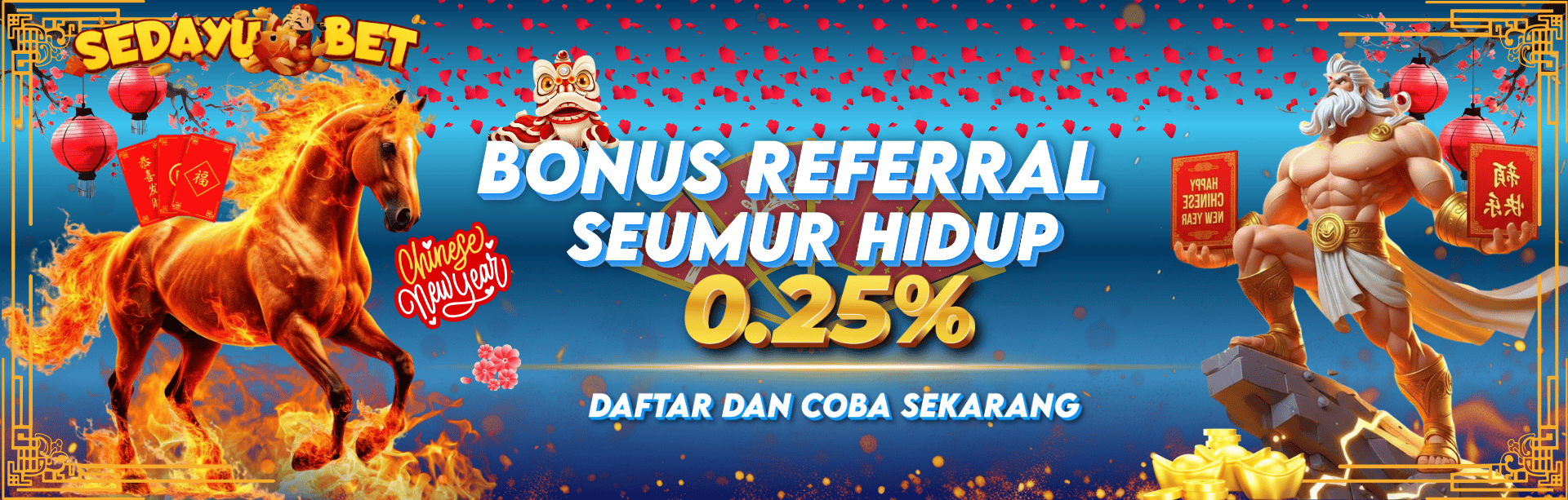 BONUS REFERRAL up to 0,25% SEMUA PERMAINAN