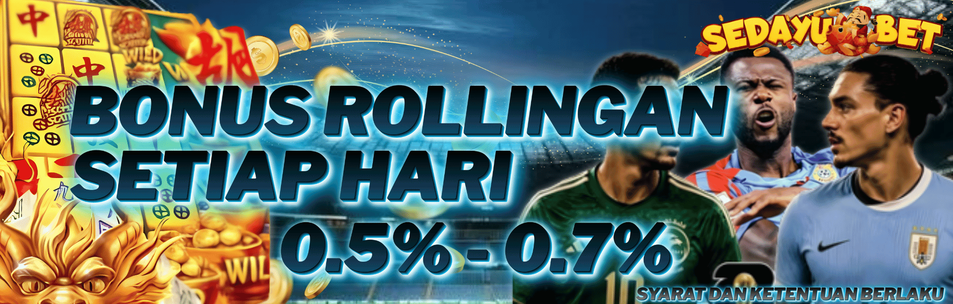 BONUS ROLLINGAN LIVE CASINO 0.8% | 0.5% GAME SLOT ONLINE & POKER