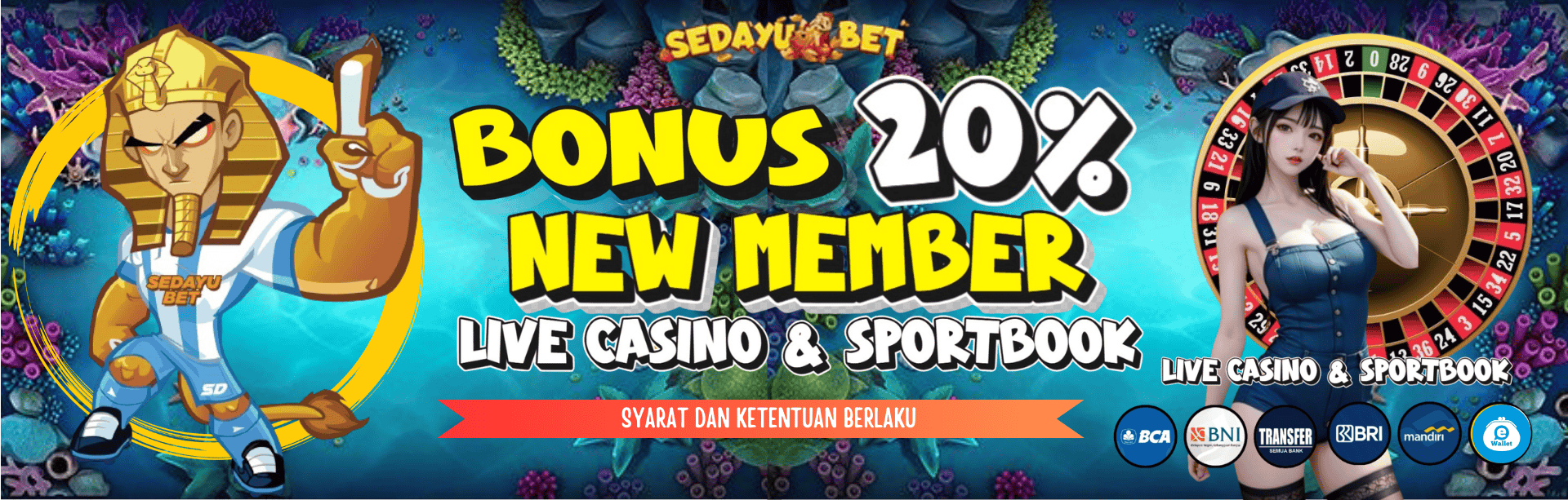 WELCOME BONUS NEW MEMBER 20% ( LiveCasino, Sportbook,Poker)